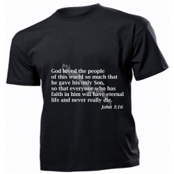 Tricou negru barbati, Ioan 3.16 -engleza
